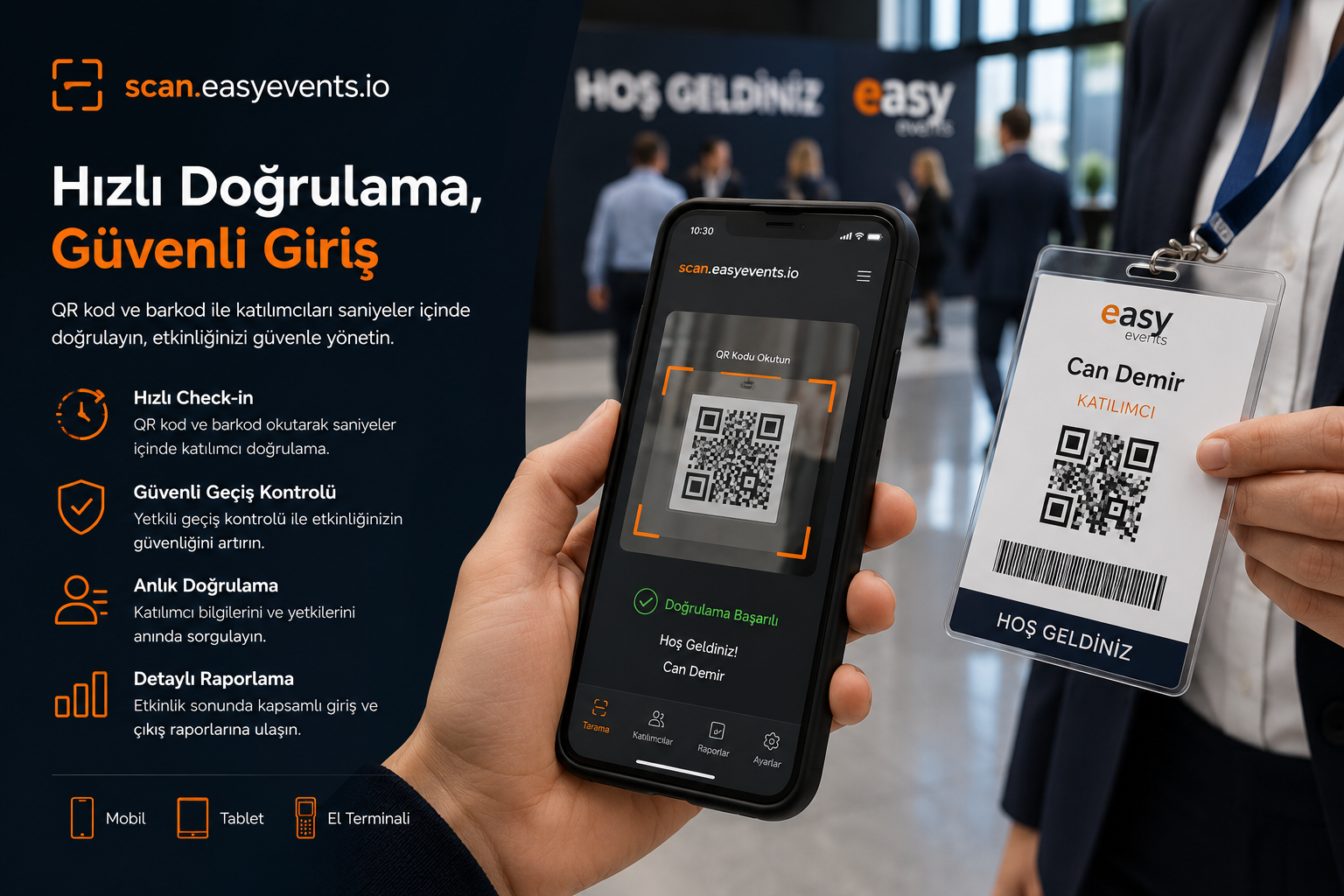 EasyEvents QR ve barkod okuma
